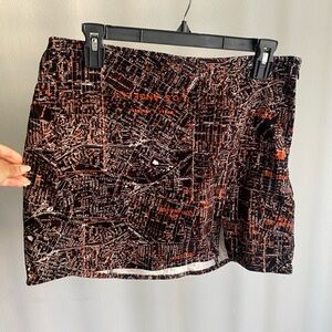 Urban Outfitters Black and Orange Patterned Skirt